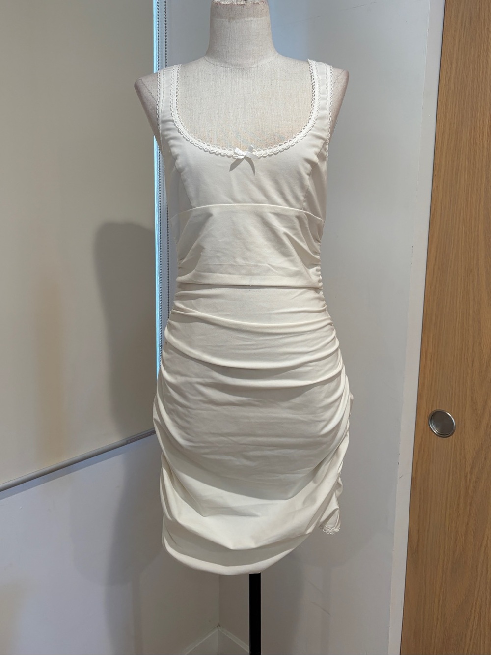 NWT For Love and Lemons Ruched Tank Dress in Ivory Sz Small